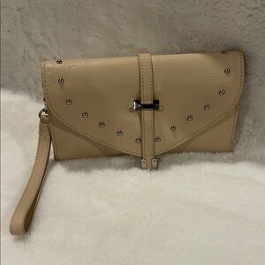 Express Beige Wristlet with Metallic Accents